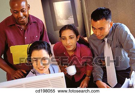 Stock Photography - Asian, attention, Asian-American, African-American. Fotosearch
