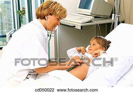 Stock Image - auscultation, contemporary, childhood, child, auscultate. Fotosearch