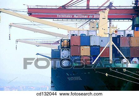 Basque Country, Bilbao, bilbo, Biscay, Bizkaia, Cargo container View Large Photo Image Picture - Basque Country, Bilbao, bilbo, Biscay, Bizkaia, Cargo container. Fotosearch