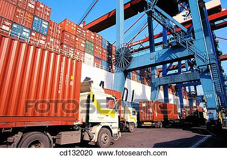 Stock Image - Basque Country, Bilbao, bilbo, Biscay, Bizkaia, Cargo container. Fotosearch