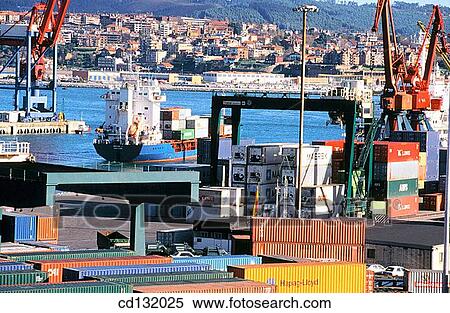 Stock Photography - Basque Country, Bilbao, bilbo, Biscay, Bizkaia, Cargo container. Fotosearch