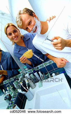 bathroom, breakfast, Body care, blond, at-home View Large Photo Image Stock Photograph - bathroom, breakfast, Body care, blond, at-home. Fotosearch