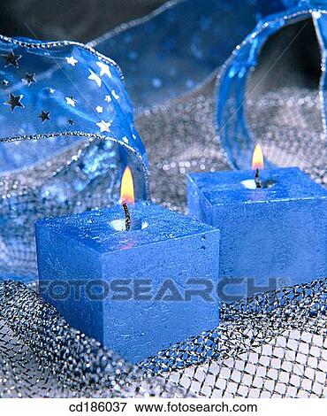 Stock Photo - bauble, blue, candle, celebrate, celebration, Christmas. Fotosearch