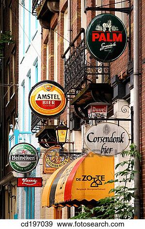 Beer advertisements outside bar. Amsterdam. Holland View Large Photo Image Stock Photo - Beer advertisements outside bar. Amsterdam. Holland. Fotosearch