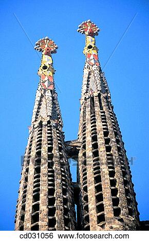 Bell towers of the Sagrada Familia, Church of the Holy Family (Gaud?, 1883-... ). Barcelona. Spain View Large Photo Image Stock Photograph - Bell towers of the Sagrada Familia, Church of the Holy Family (Gaud?, 1883-... ). Barcelona. Spain. Fotosearch