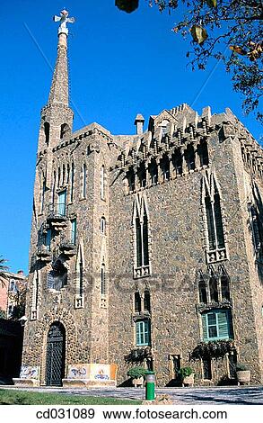 Stock Photo - Bellesguard (Gaud?, 1900-1902). Barcelona. Spain. Fotosearch