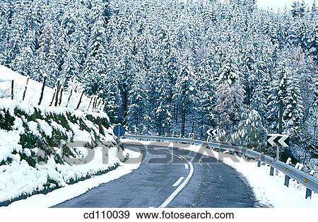 Stock Photo - bend, cold, coldness, country, curve. Fotosearch