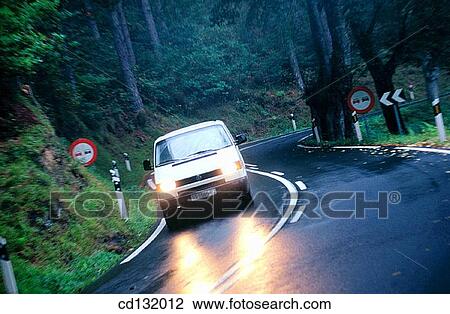 Stock Image - bend, Country road, concept, car, automobile. Fotosearch