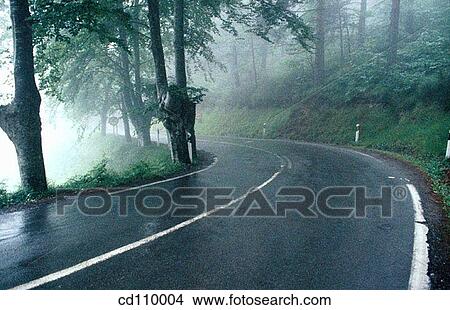 Picture - bend, curve, danger, dangerous, day. Fotosearch