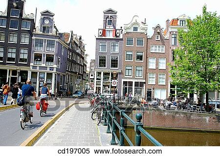 Bridge across Singel canal. Amsterdam. Holland View Large Photo Image Stock Photography - Bridge across Singel canal. Amsterdam. Holland. Fotosearch
