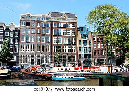 Canal scene. Amsterdam. Holland View Large Photo Image Stock Photo - Canal scene. Amsterdam. Holland. Fotosearch