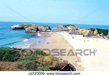 Stock Photo - Castro beach. Ribadeo. Lugo province. Galicia. Spain. Fotosearch