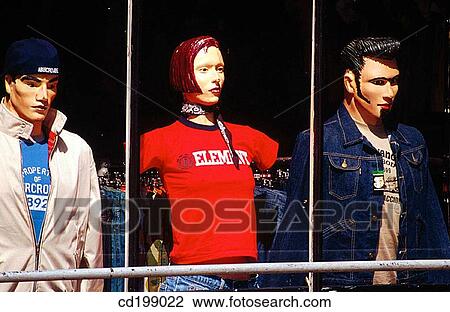 Clothing dummies in shop window View Large Photo Image Stock Image - Clothing dummies in shop window. Fotosearch
