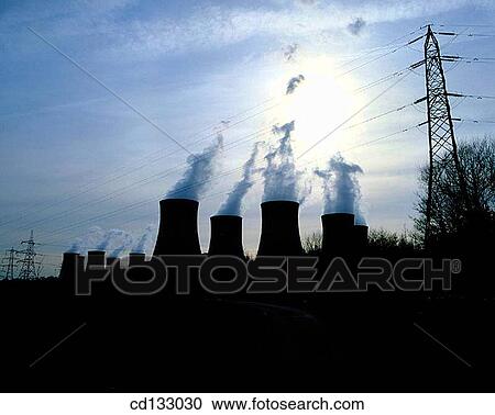 Stock Image - Coal-fired power station near Sebly. Yorkshire. England. Fotosearch