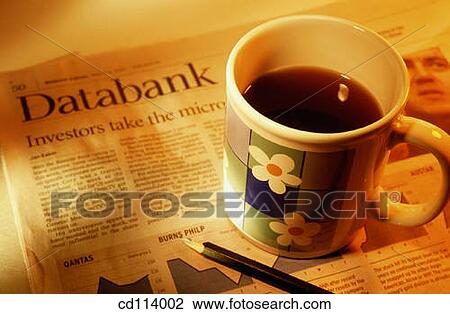 Coffee mug and newspaper View Large Photo Image Stock Image - Coffee mug and newspaper. Fotosearch