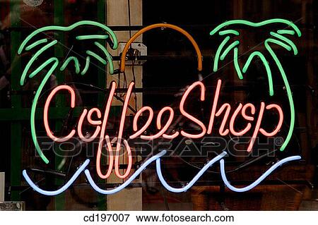 Stock Photo - Coffee shop sign. Amsterdam. Holland. Fotosearch