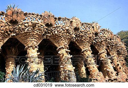 Columns at G? ell Park (Gaud?, 1900-1914). Barcelona. Spain View Large Photo Image Stock Photo - Columns at G? ell Park (Gaud?, 1900-1914). Barcelona. Spain. Fotosearch