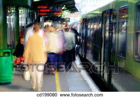 Commuters alighting from train, Dublin View Large Photo Image Stock Image - Commuters alighting from train, Dublin. Fotosearch