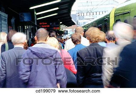 Commuters alighting from train, Dublin View Large Photo Image Stock Photo - Commuters alighting from train, Dublin. Fotosearch