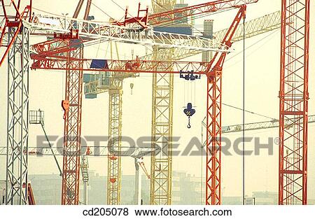 Construction cranes. Bologna. Italy View Large Photo Image Stock Photo - Construction cranes. Bologna. Italy. Fotosearch