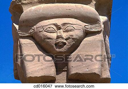 Stock Photo - Detail of capital, ruins of Kalabsha temple. Egypt. Fotosearch