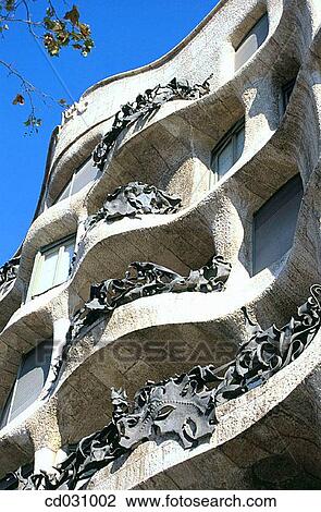 Detail of the balconies of Mil? House, aka? La Pedrera? (Gaud?, 1906-1912). Barcelona. Spain View Large Photo Image Stock Image - Detail of the balconies of Mil? House, aka? La Pedrera? (Gaud?, 1906-1912). Barcelona. Spain. Fotosearch