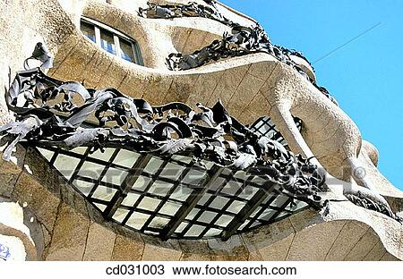 Detail of the balconies of the main floor of Mil? House, aka? La Pedrera? (Gaud?, 1906-1912). Barcelona. Spain View Large Photo Image Stock Image - Detail of the balconies of the main floor of Mil? House, aka? La Pedrera? (Gaud?, 1906-1912). Barcelona. Spain. Fotosearch