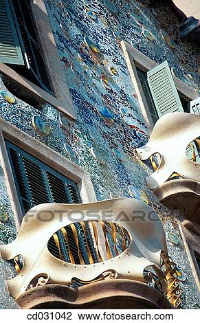 Detail of the facade of Batll? House (Gaud?, 1904-1906). Barcelona. Spain View Large Photo Image Stock Image - Detail of the facade of Batll? House (Gaud?, 1904-1906). Barcelona. Spain. Fotosearch