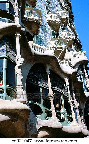 Detail of the facade of Batll? House (Gaud?, 1904-1906). Barcelona. Spain View Large Photo Image Stock Photo - Detail of the facade of Batll? House (Gaud?, 1904-1906). Barcelona. Spain. Fotosearch