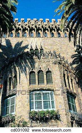 Detail of the facade of Bellesguard (Gaud?, 1900-1902). Barcelona. Espa±a View Large Photo Image Stock Image - Detail of the facade of Bellesguard (Gaud?, 1900-1902). Barcelona. Espa±a. Fotosearch