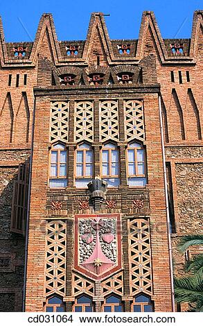 Detail of the main facade of the? Col. legi de les Teresianes?, religious school (Gaud?, 1888-1890). Barcelona. Spain View Large Photo Image Picture - Detail of the main facade of the? Col. legi de les Teresianes?, religious school (Gaud?, 1888-1890). Barcelona. Spain. Fotosearch