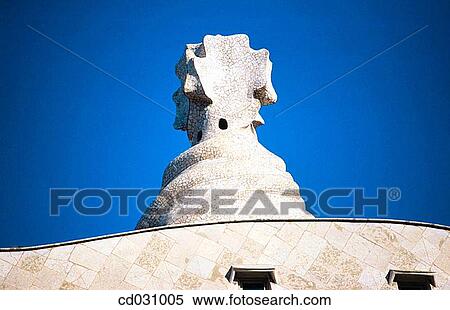 Detail of the roof terrace of Mil? House, aka? La Pedrera? (Gaud?, 1906-1912). Barcelona. Spain View Large Photo Image Stock Photography - Detail of the roof terrace of Mil? House, aka? La Pedrera? (Gaud?, 1906-1912). Barcelona. Spain. Fotosearch
