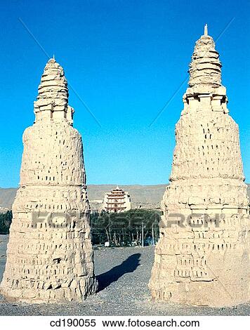Stock Photography - Double Pagoda at Dunhuang. Gansu Province. China. Fotosearch