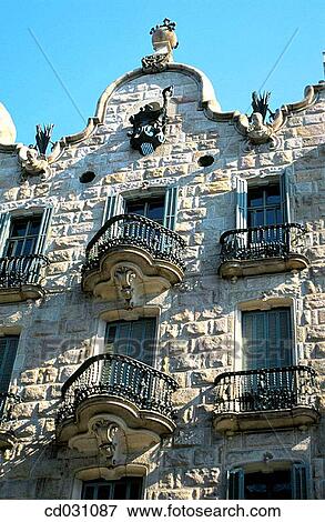 Facade of the Calvet House (Gaud?, 1898-1904). Barcelona. Spain View Large Photo Image Stock Photo - Facade of the Calvet House (Gaud?, 1898-1904). Barcelona. Spain. Fotosearch