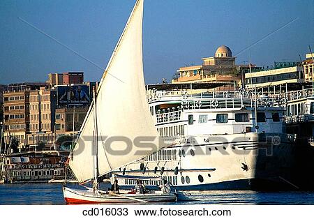 Stock Image - Felucca on Nile River. Aswan. Egypt. Fotosearch