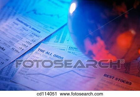 Globe on financial page View Large Photo Image Stock Image - Globe on financial page. Fotosearch