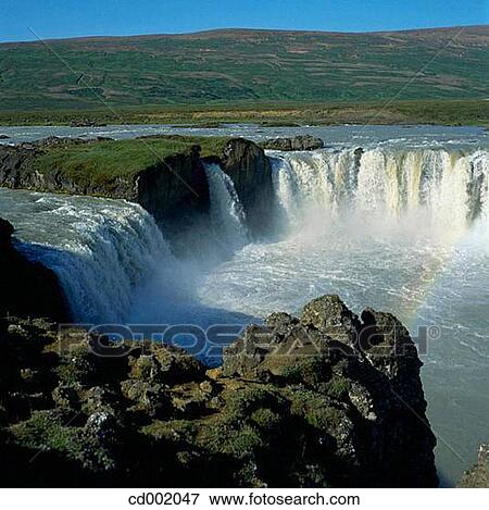 Stock Photo - Godafoss Waterfall. Iceland. Fotosearch