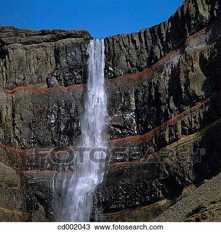Hengifoss Waterfall. Iceland View Large Photo Image Stock Image - Hengifoss Waterfall. Iceland. Fotosearch