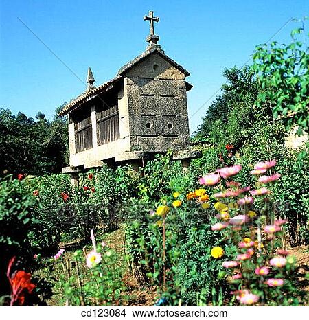 Horreo (typical barn). Meis. Pontevedra province. Galicia. Spain View Large Photo Image Picture - Horreo (typical barn). Meis. Pontevedra province. Galicia. Spain. Fotosearch