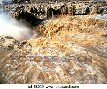 Hukou Waterfall of the Huang Ho (Yellow River). China View Large Photo Image Stock Photo - Hukou Waterfall of the Huang Ho (Yellow River). China. Fotosearch