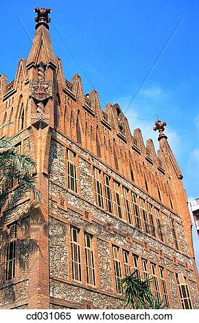 Stock Photography - Lateral facade of the? Col. legi de les Teresianes?, religious school (Gaud?, 1888-1890). Barcelona. Spain. Fotosearch