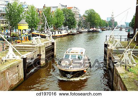 Stock Photograph - Lock on Oudeschans. Amsterdam. Holland. Fotosearch
