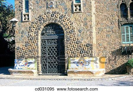 Main entrance to Bellesguard (Gaud?, 1900-1902). Barcelona. Espa±a View Large Photo Image Stock Photography - Main entrance to Bellesguard (Gaud?, 1900-1902). Barcelona. Espa±a. Fotosearch