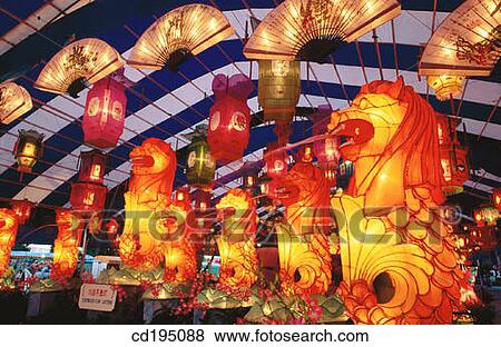 Stock Photo - Merlion lanterns at Singapore Lantern Festival. The Merlion is one of the symbols of Singapore. Fotosearch