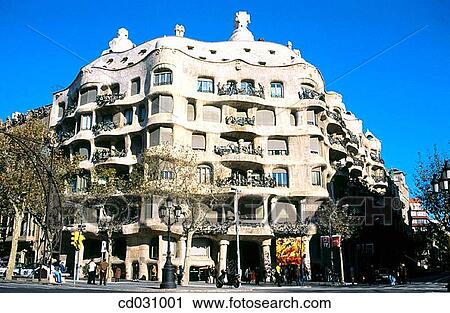 Mil? House, aka? La Pedrera? (Gaud?, 1906-1912). Barcelona. Spain View Large Photo Image Stock Image - Mil? House, aka? La Pedrera? (Gaud?, 1906-1912). Barcelona. Spain. Fotosearch