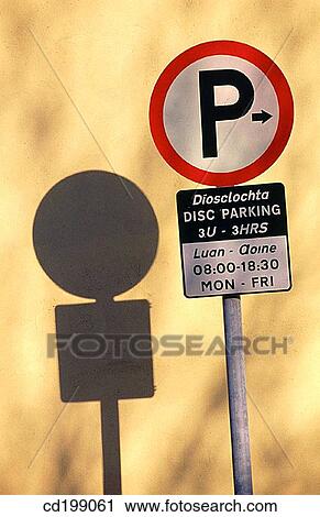 Stock Image - Municipal parking sign, Dublin. Fotosearch