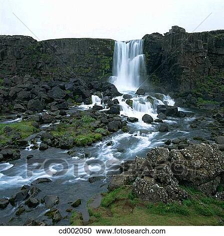 Oxararfoss Waterfall. Pingvellir National Park. Iceland View Large Photo Image Stock Image - Oxararfoss Waterfall. Pingvellir National Park. Iceland. Fotosearch