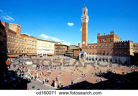 Piazza del Campo and Torre del Mangia. Siena. Italy View Large Photo Image Stock Image - Piazza del Campo and Torre del Mangia. Siena. Italy. Fotosearch