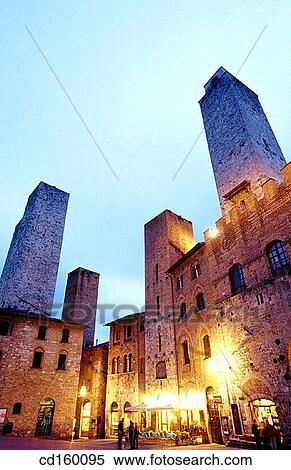 Piazza del Duomo. San Gimignano. Tuscany. Italy View Large Photo Image Stock Photography - Piazza del Duomo. San Gimignano. Tuscany. Italy. Fotosearch