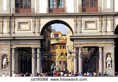 Stock Photo - Piazza della Signoria seen down Piazza degli Uffizi. Florence. Italy. Fotosearch